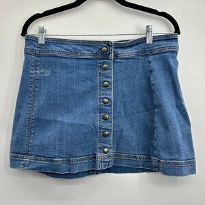 Free People Button Front Denim Skirt Size 10